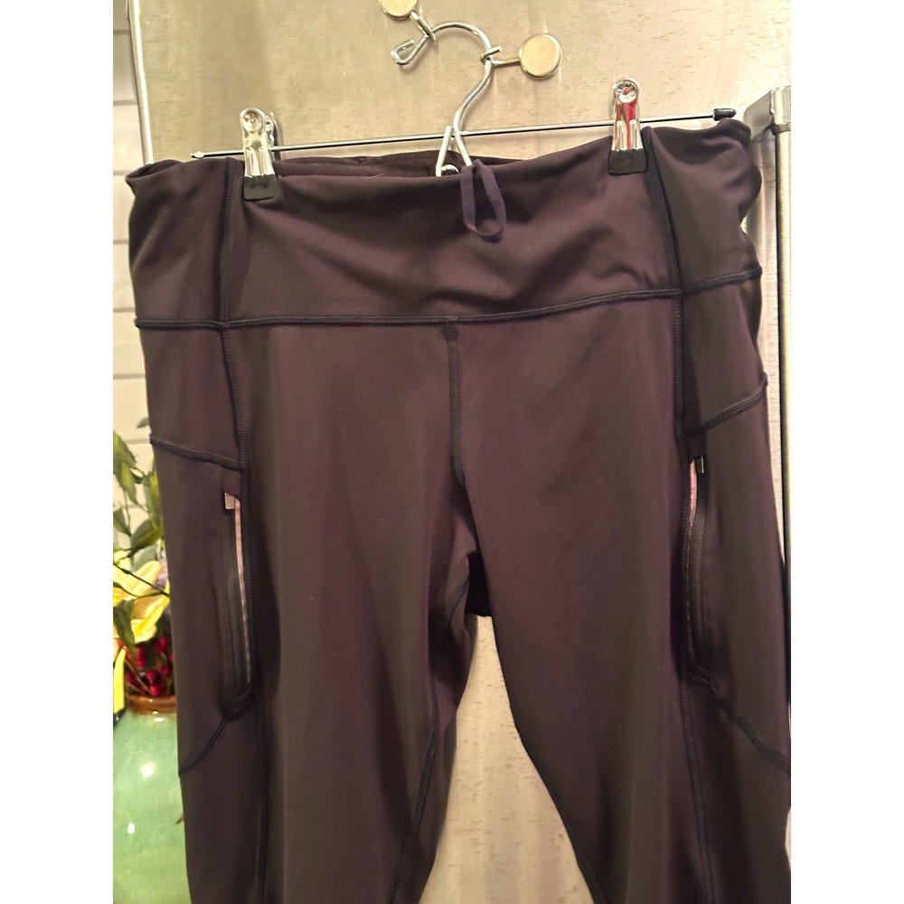 Athleta Rainier Tight Leggings Women XL Black  High Rise Fleece Lined Zip Pocket